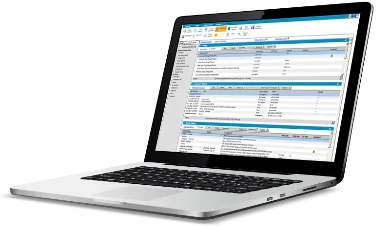 PracticeSuite's patient appointment scheduling software interface on a laptop screen