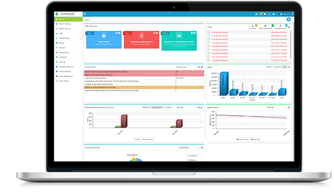 Screenshot of PracticeSuite’s medical office software interface