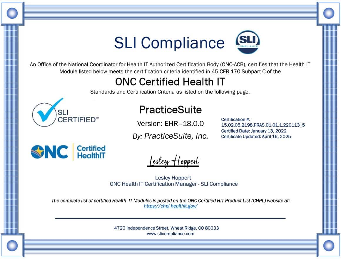 ONC Certification