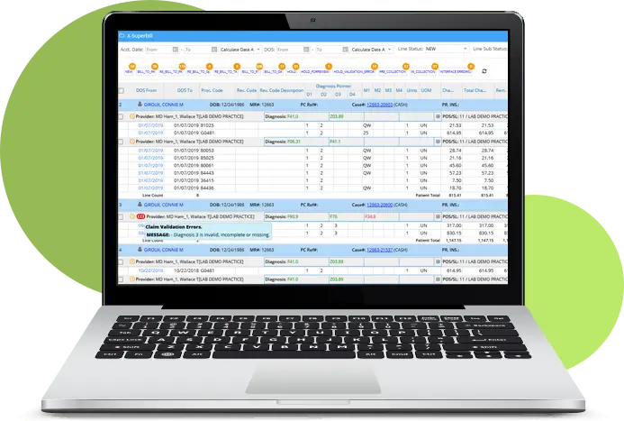 Screenshot of PracticeSuite’s RCM billing services tools