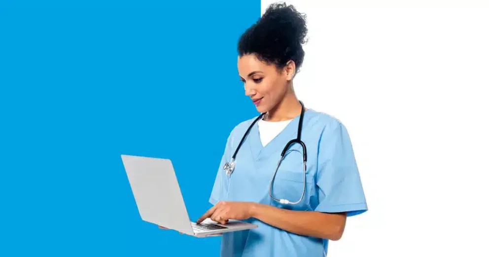 Doctor holding the laptop