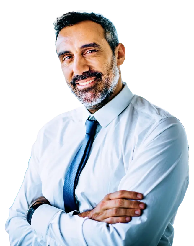Business professional smiling with folded arms
