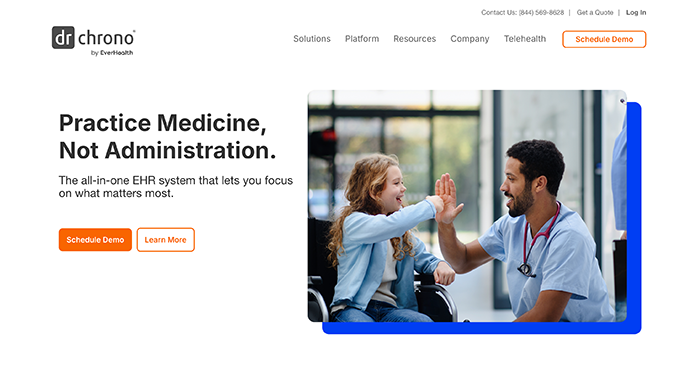 Screenshot of DrChrono’s website homepage
