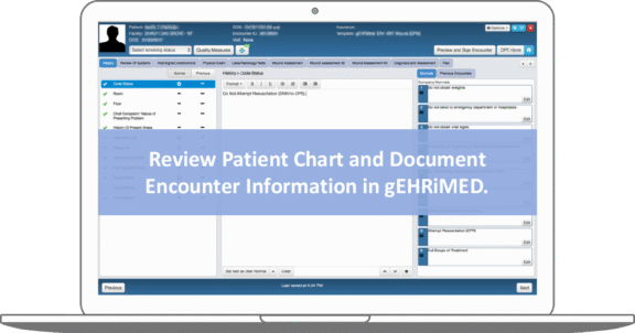 Laptop screen of GEHRIMED platform