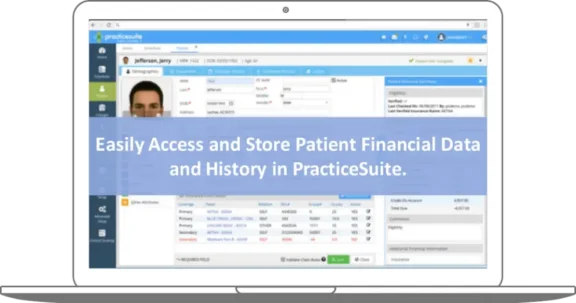 Laptop screen of PracticeSuite dashboard
