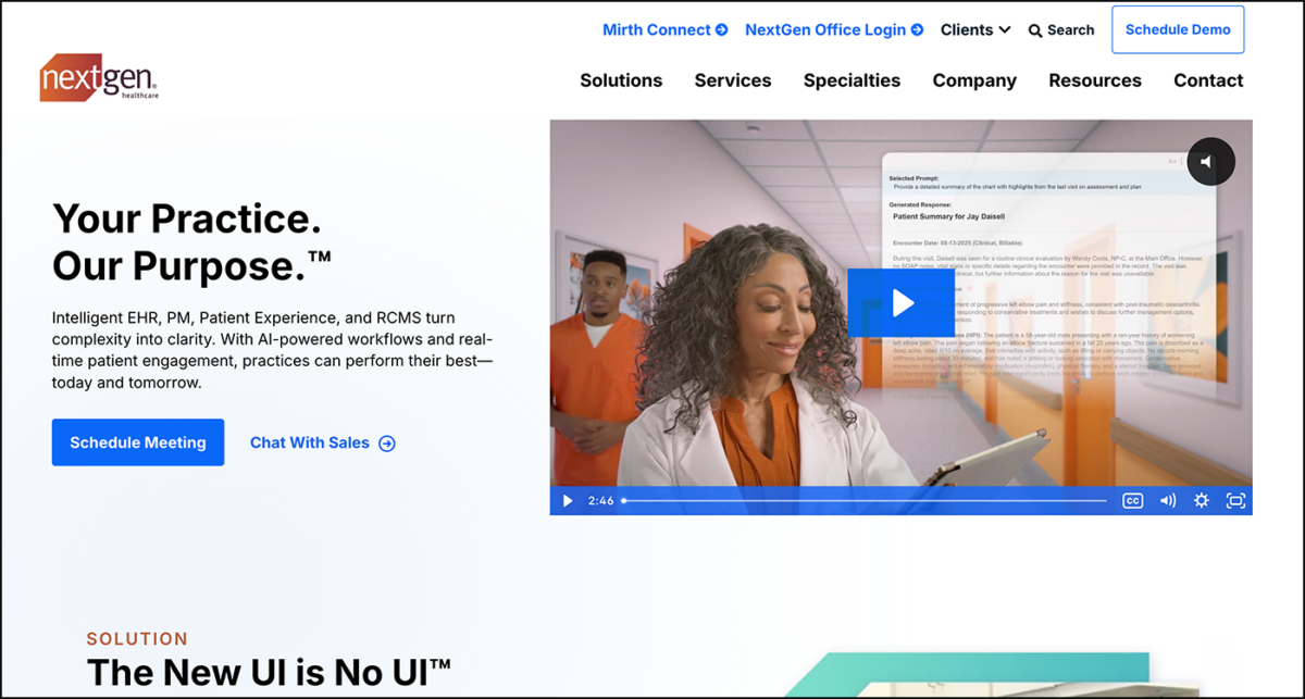 NextGen Healthcare homepage
