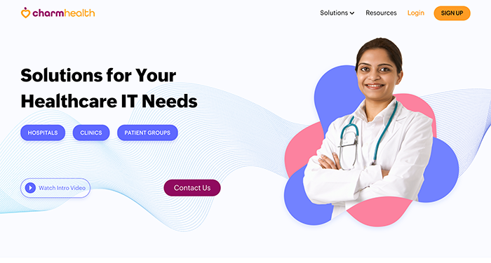 Screenshot of CharmHealth’s homepage.
