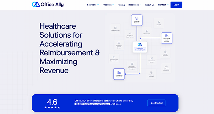 Screenshot of Office Ally’s homepage.