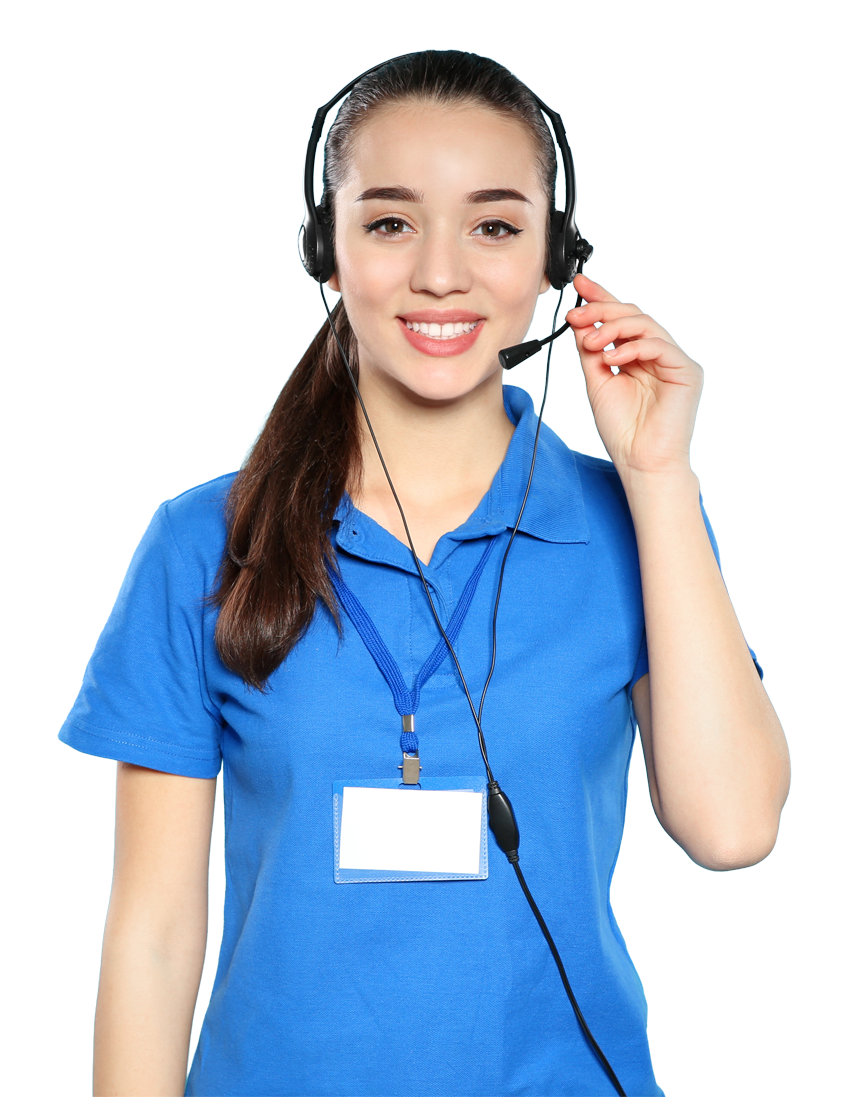 front desk personnel on headset