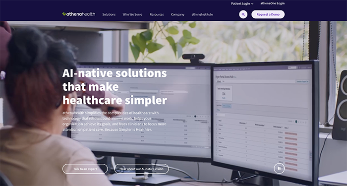 The athenahealth homepage
