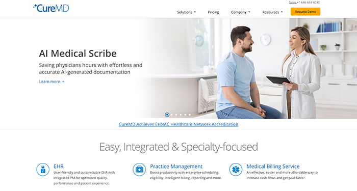 The CureMD homepage