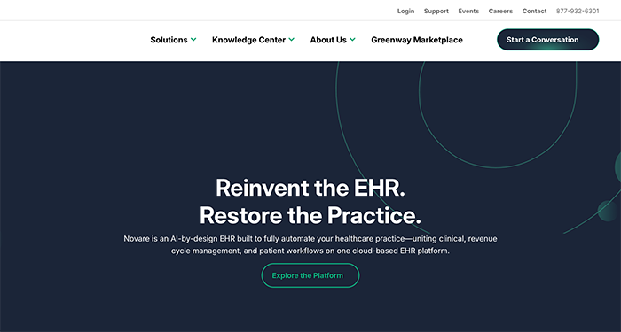 The Greenway Health homepage